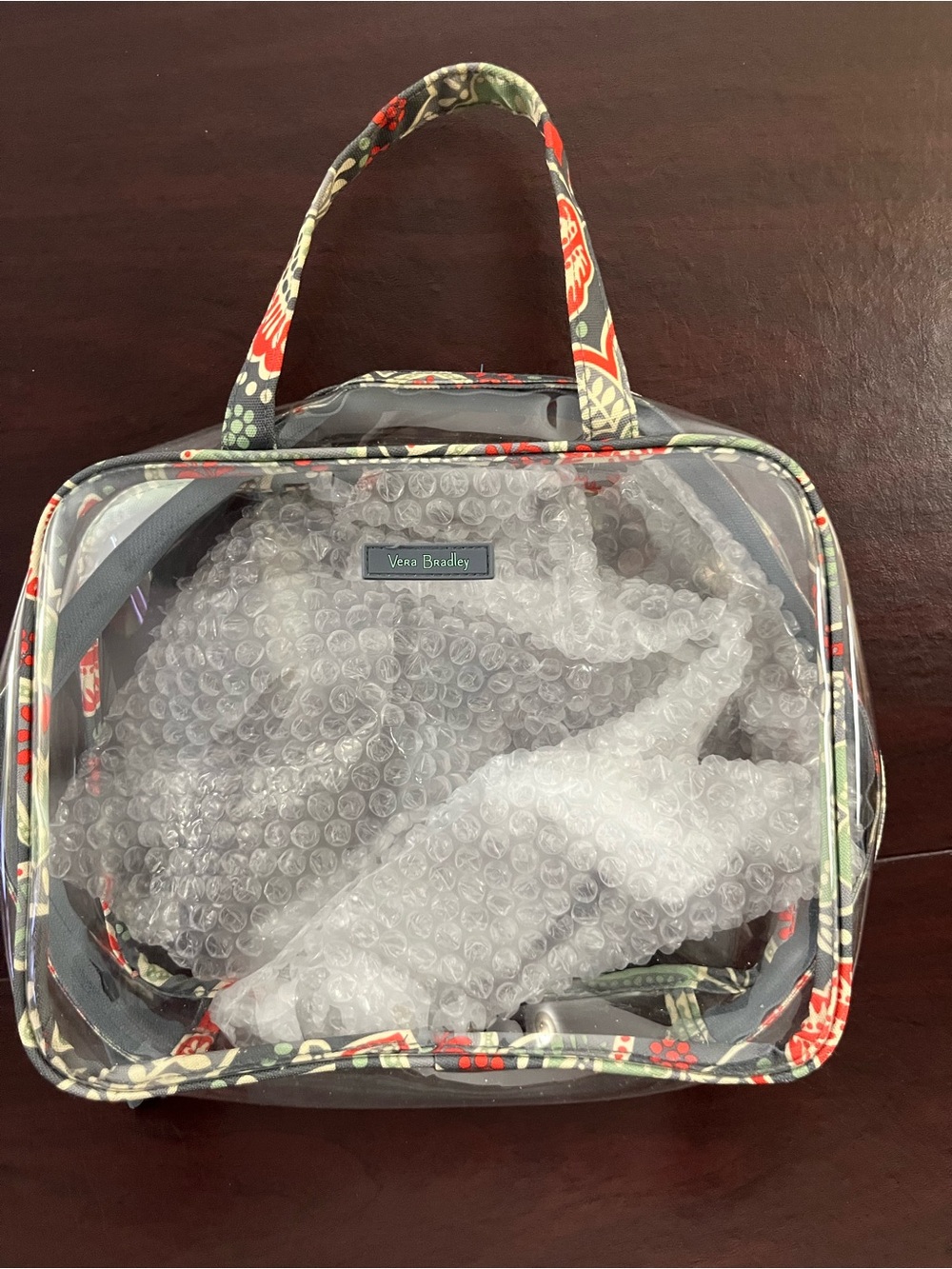 Vera Bradley Gray Floral Trim Clear Cosmetic Carry Case